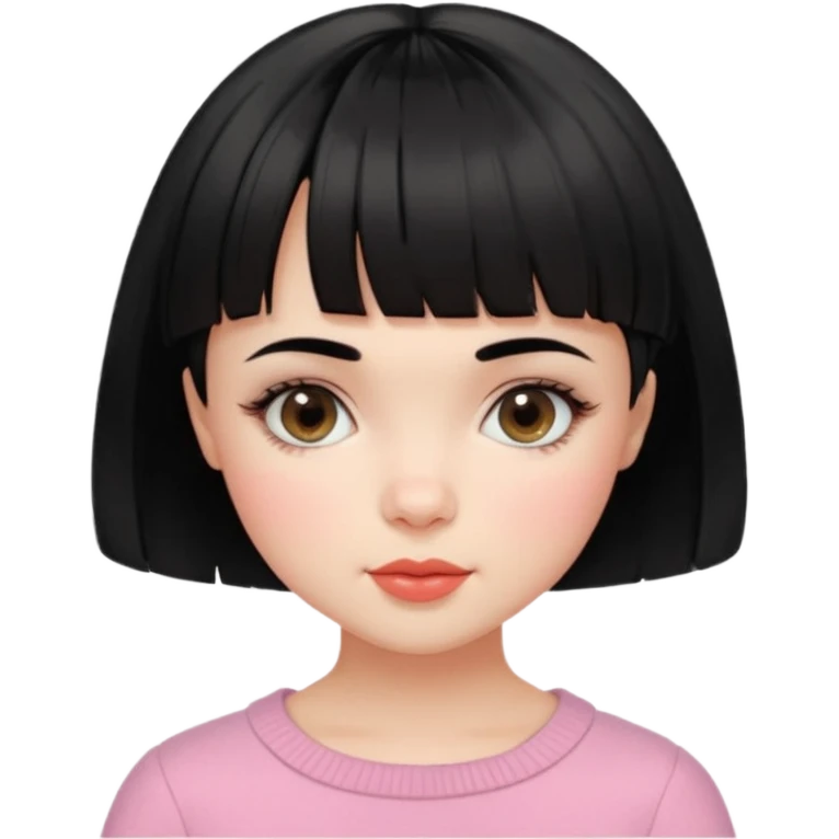 Gorgeous french girl short french haircut baby bangs black hair Amelie Beautiful Blushing Petite Girl with beautiful hair aesthetic emoji
