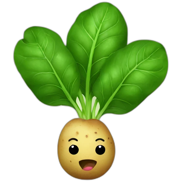 A spinach and a potato singing together emoji
