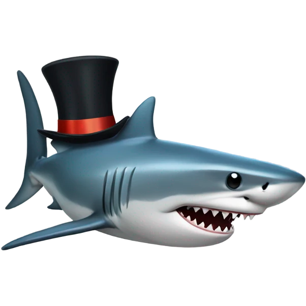 Shark with a top hat emoji