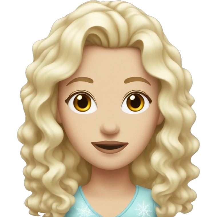 White girl with blonde wavy hair covered in ice  emoji