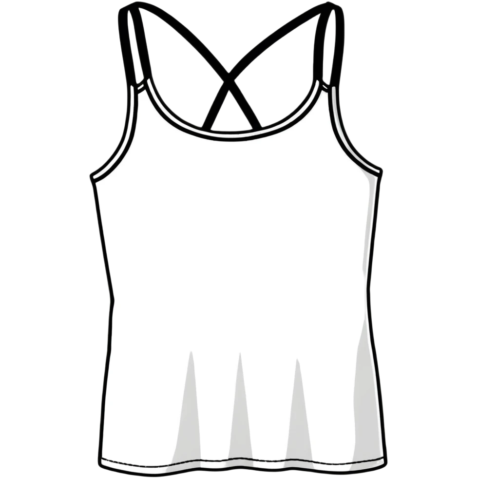 Bondage style black tank top with lots of crisscross straps emoji