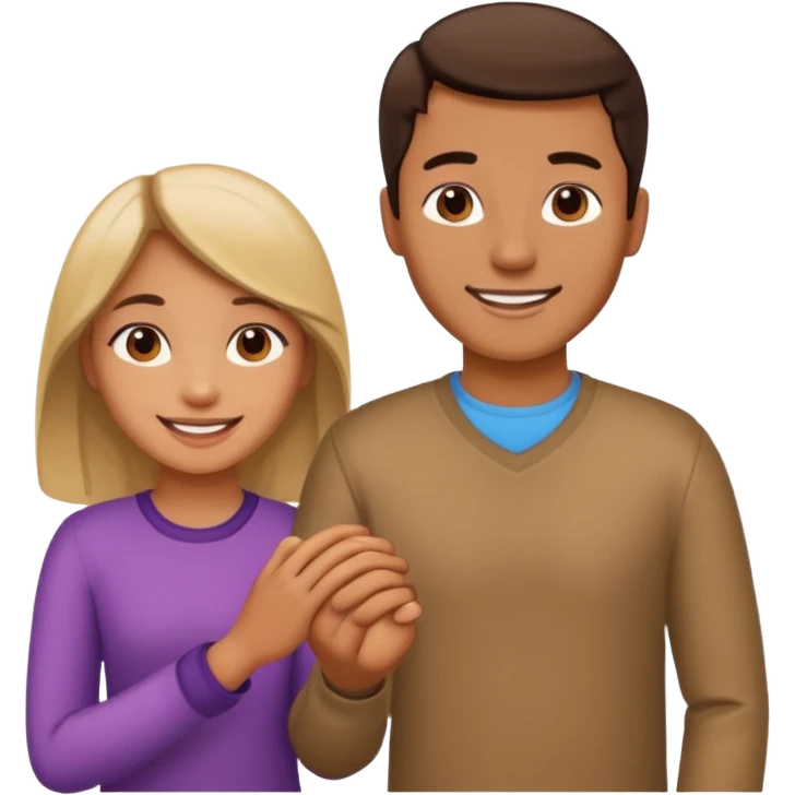 A girl and a man holding hands emoji