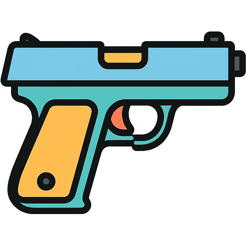 colored gun icon, simple and clear emoji