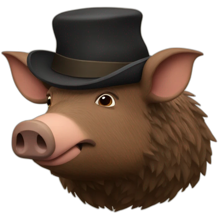 fullface brown boar tired of life with a black winter hat emoji