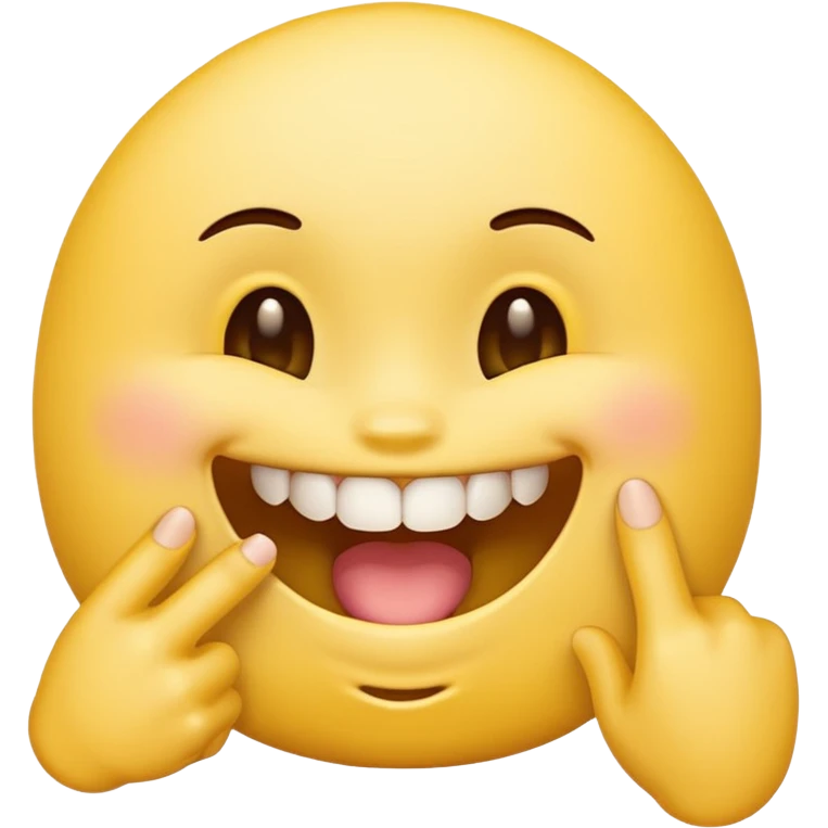 Yellow emoji finger bite with teeth in flirty manner emoji