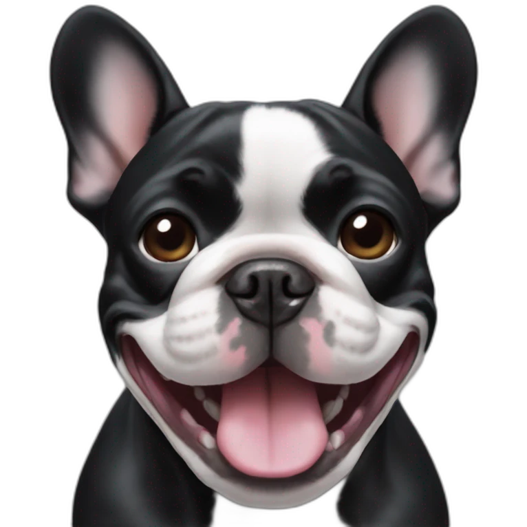 Black French bulldog smile  emoji