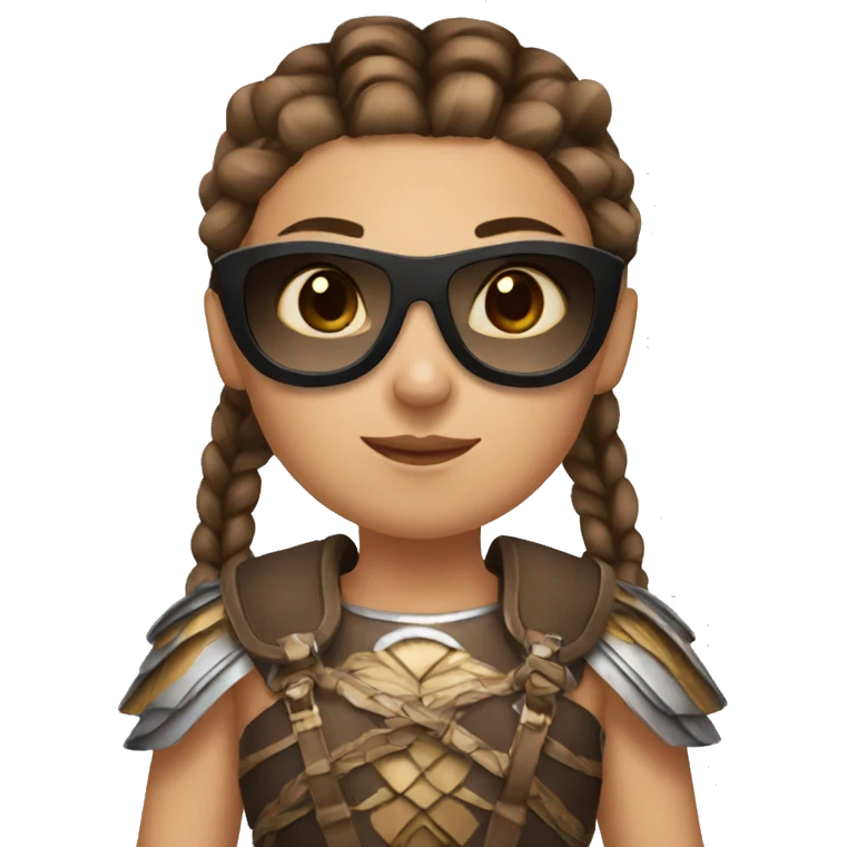 Girl gladiator with French braids, brown hair and sunglasses emoji