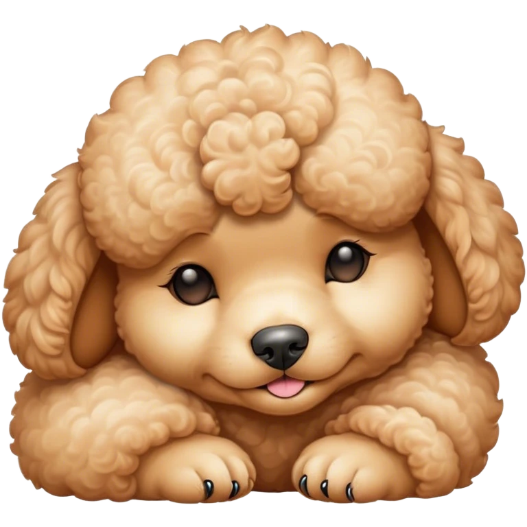 Meme-Worthy Cute Sleeping Apricot Poodle Portrait Emoji, Head resting peacefully with a contented smile, showcasing a delightfully elegant build and a luxuriously soft, curly apricot Fur, eyes shut in a serene nap, Simplified yet hilariously adorable features, highly detailed, glowing with a soft, drowsy light, high shine, relaxed and utterly lovable, stylized with an air of playful laziness, bright and heartwarming, soft glowing outline, capturing the essence of a comically sleepy companion, so meme-worthy it feels like it could instantly become the next viral sensation of adorable slumber! emoji