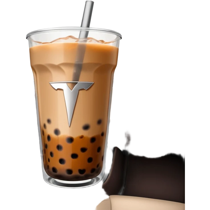 bobatea in tesla, without a person and with the tesla logo emoji