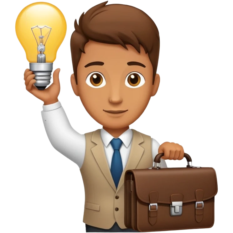entrepreneur with briefcase and business ideas emoji