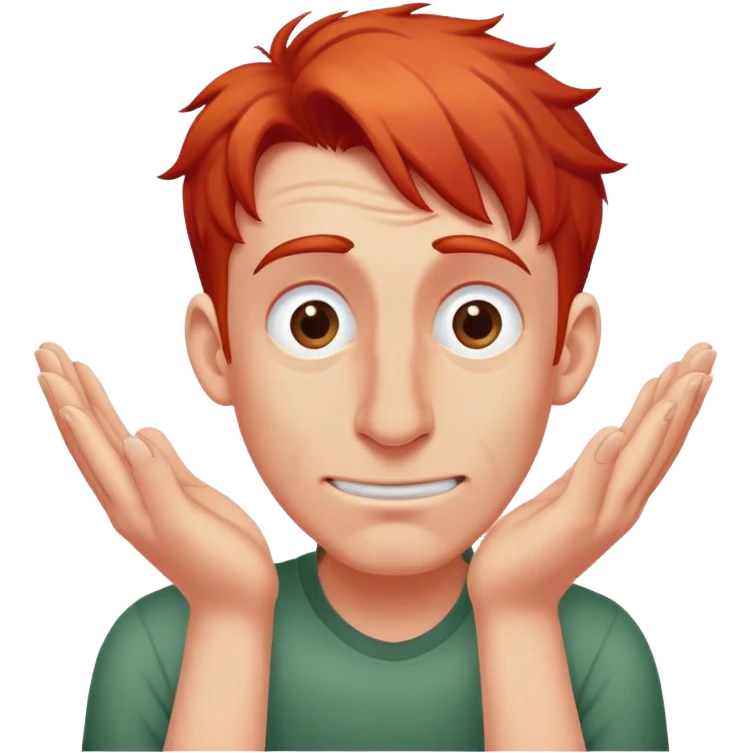 A red-haired dude with a big nose cunningly rubs his hands emoji