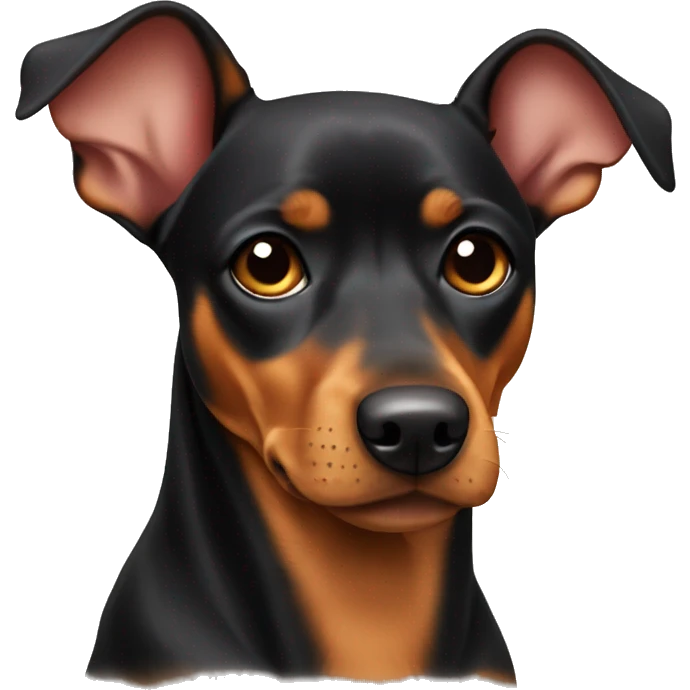 black tan pinscher big ears emoji