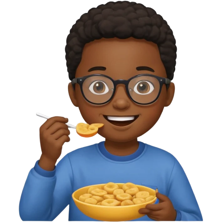 snack holding black kid with glasses on eyes emoji