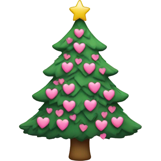 Christmas tree with pink hearts emoji