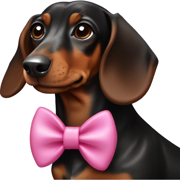 black and brown dachshund with pink bows on ears emoji