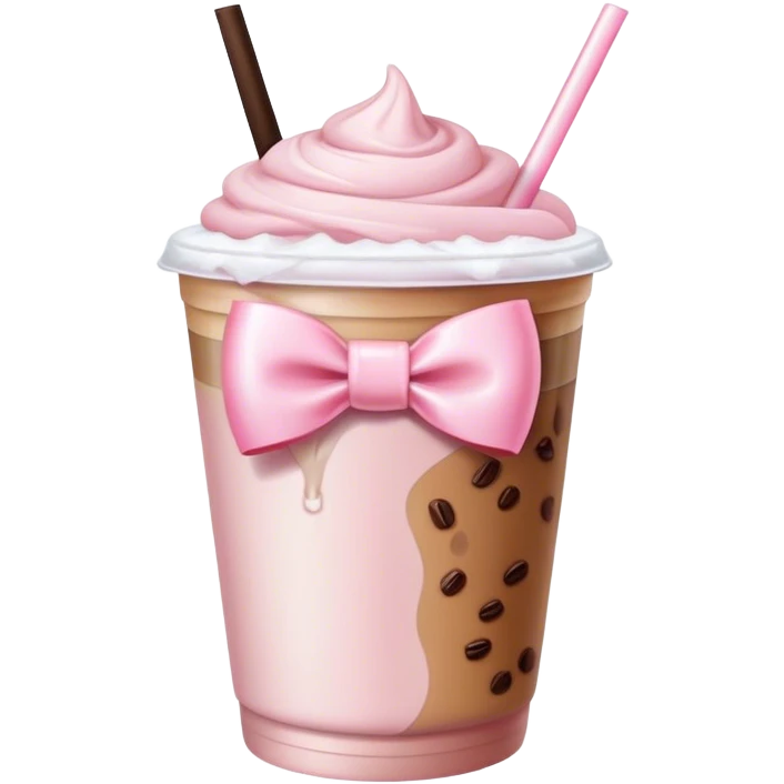 light pink bow on light pink bow on a ice coffe emoji