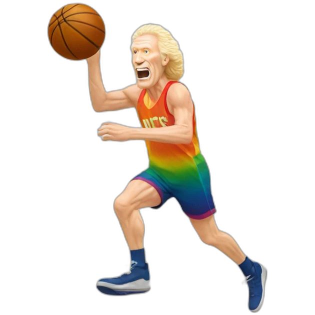 Bill Walton chasing a rainbow emoji