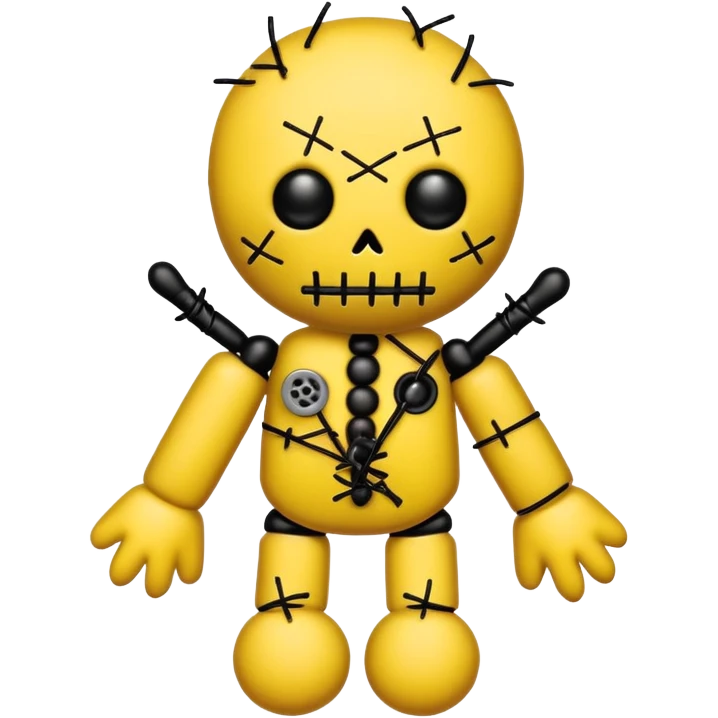 black and yellow voodoo doll emoji