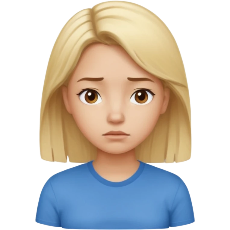 girl in a blue shirt looking uninterested emoji