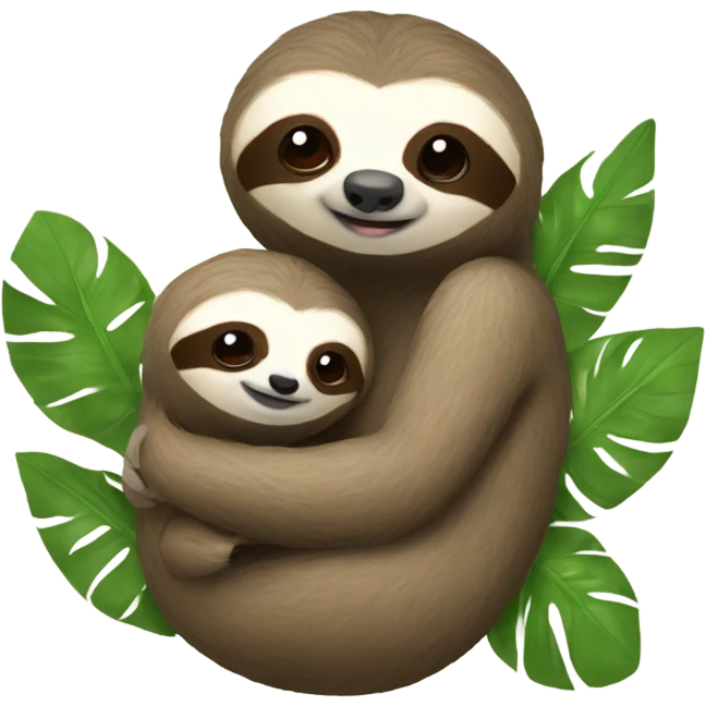 Sloth mother and sloth baby emoji