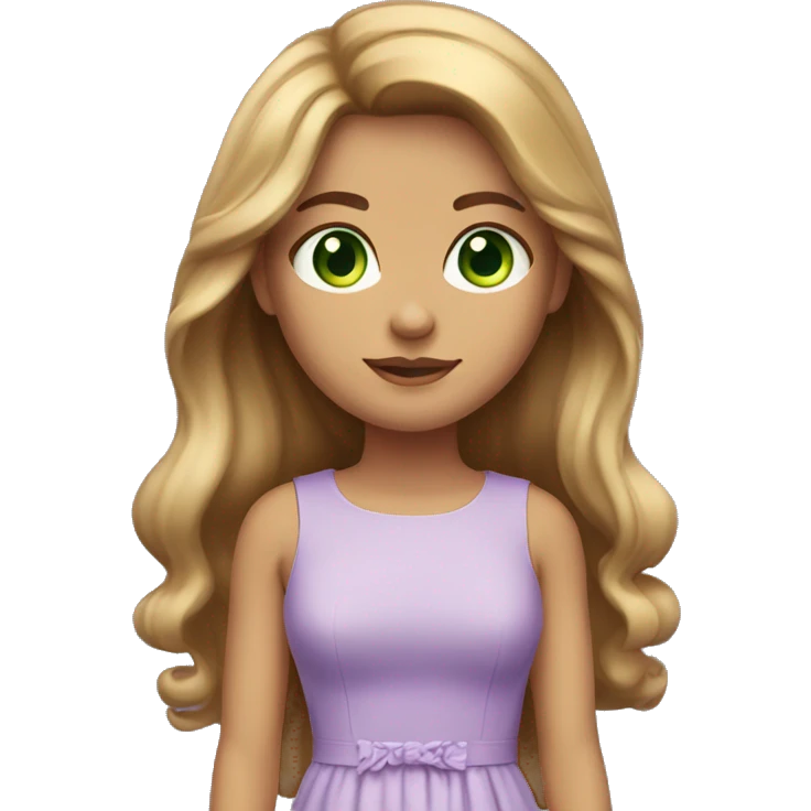 golden brown straight hair green eyes lilac dress emoji