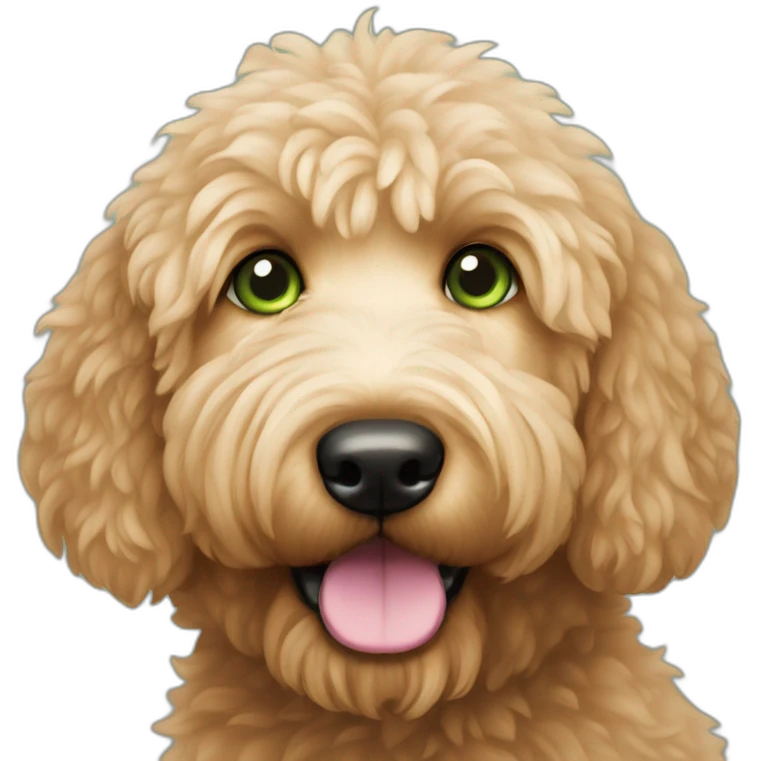 golden doodle green eyes pink nose emoji