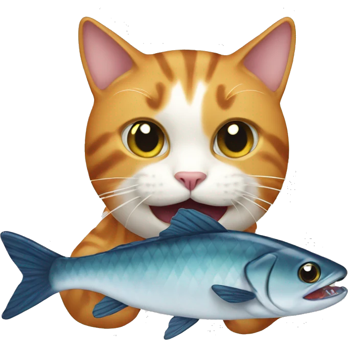 A cat eating fish emoji