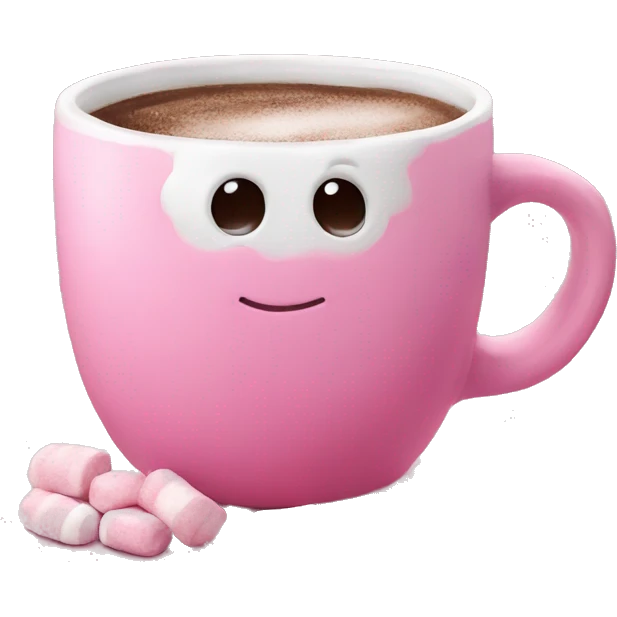 create a pink christmas mug with hot chocolate and marshmallows  emoji