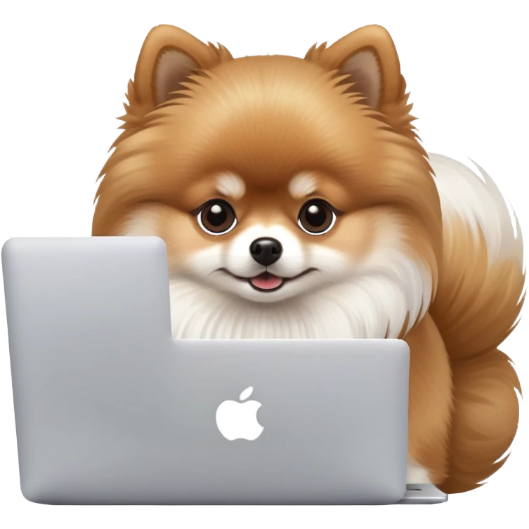 Pomeranian working on macbook emoji