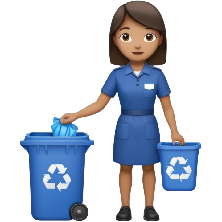 full side body , housekeeper put the trash in can emoji