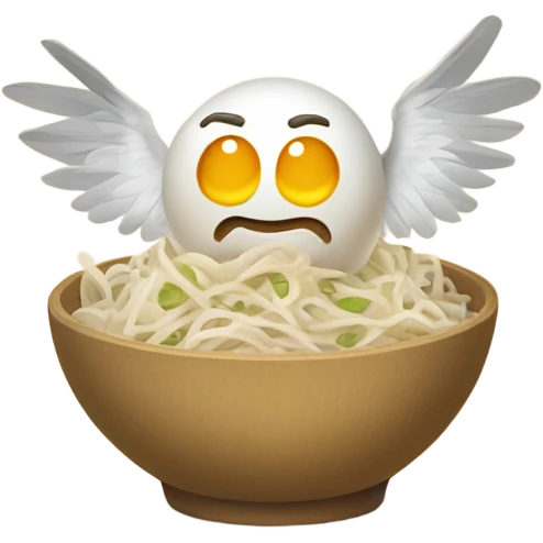 Flat rice noodles with flying wings emoji