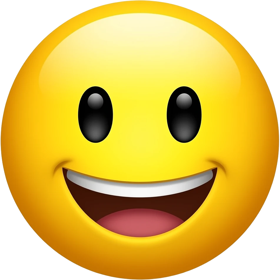 emoji happy yellow face with smiling eyes and open mouth down syndrom emoji