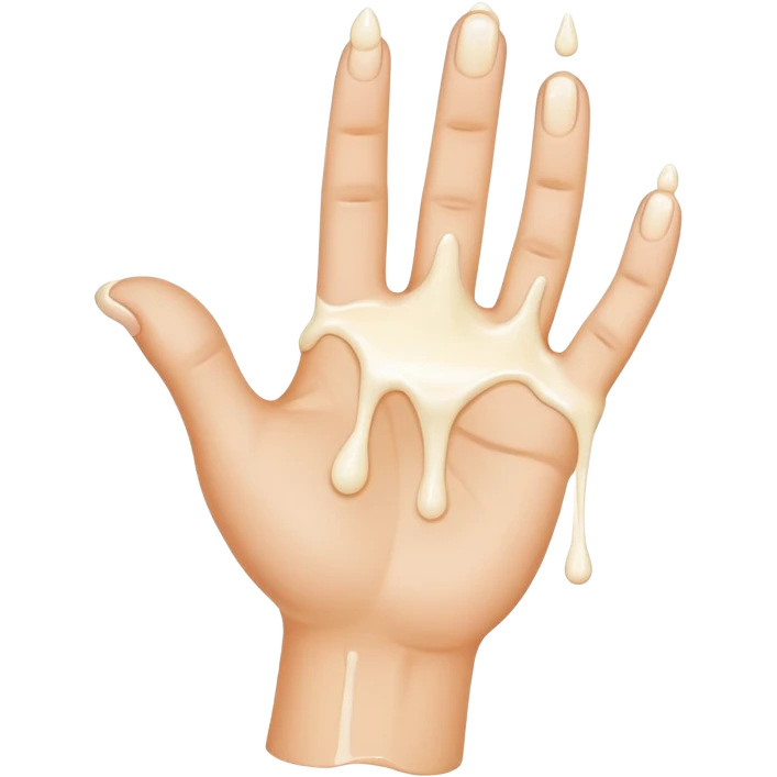 milk dripping directly off palm of hand with 5 fingers emoji