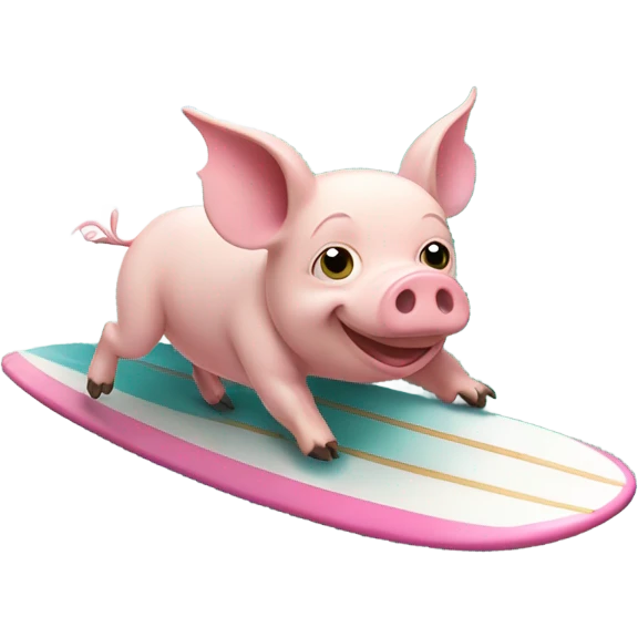Flying pig on a surfboard emoji