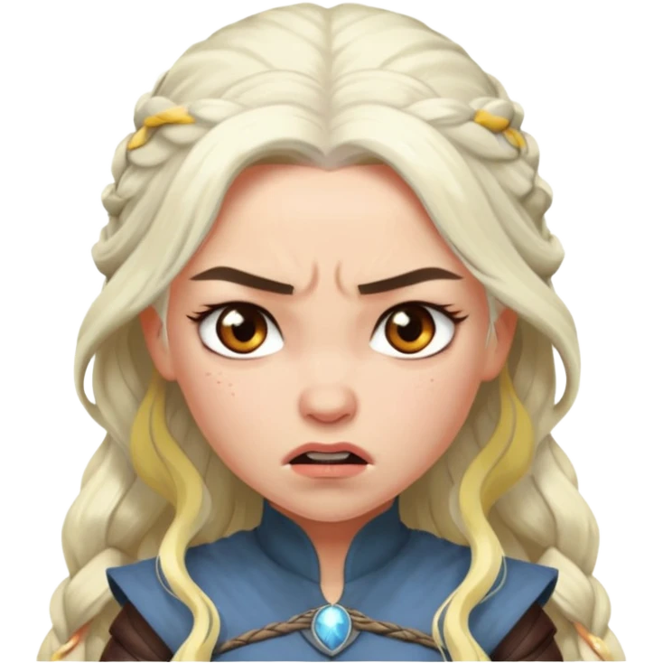 Daenerys Targaryen ANgry from Games of throne character face only younger emoji