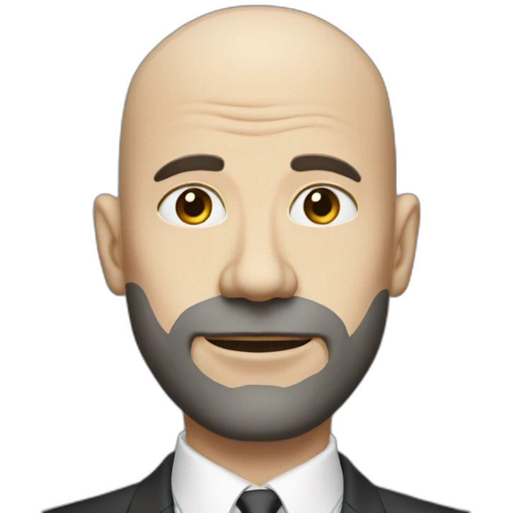 white bald man with suit with huge black facial hear emoji