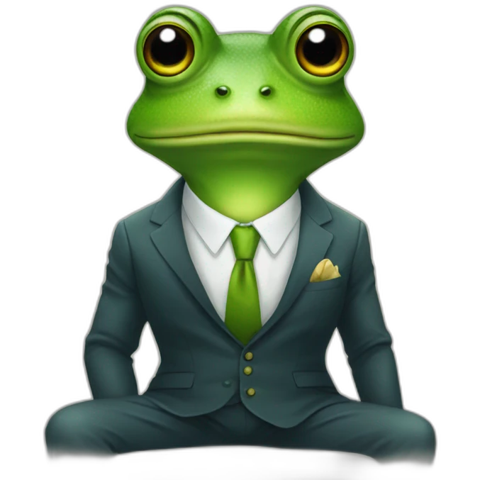 Frog in suit sit down emoji