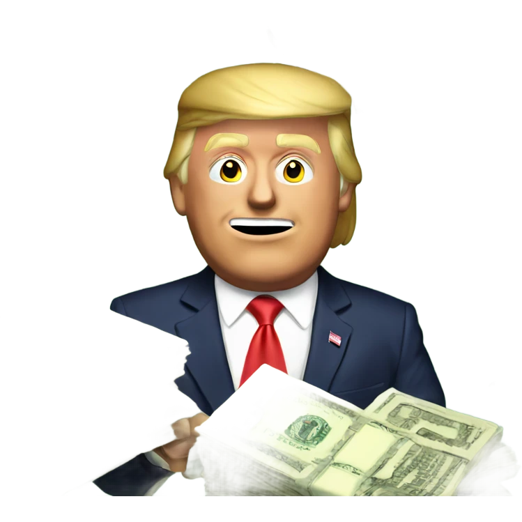 Trump with money spread emoji