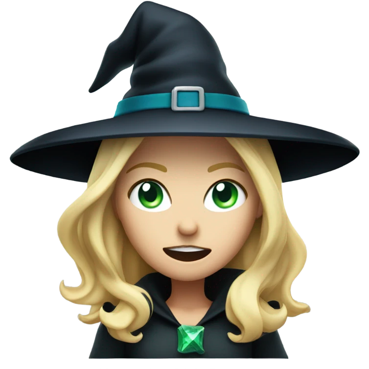 Blonde witch with green blue eyes hat angry emoji