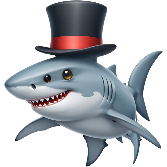 Shark with a top hat emoji