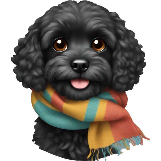 Black cavapoo with a scarf emoji