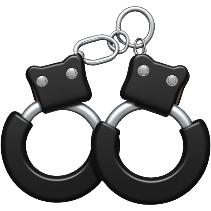 A pair of furry handcuffs on a bed post emoji