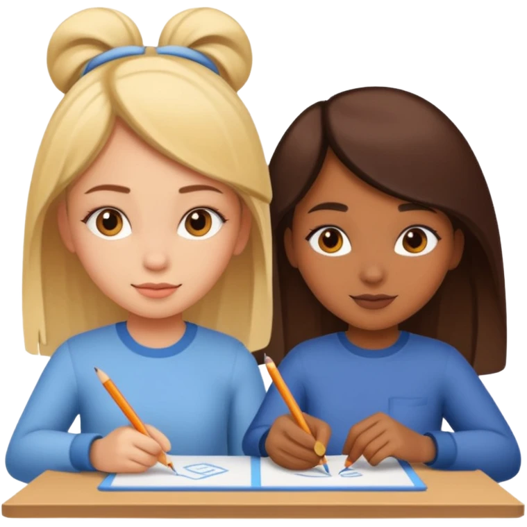 две девушки рисуют границы emoji