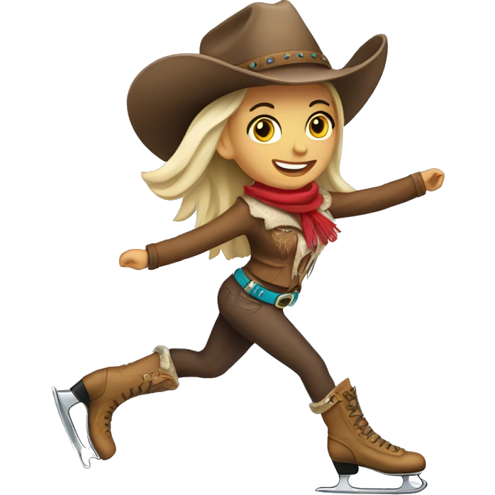 Ice skating cowgirl emoji