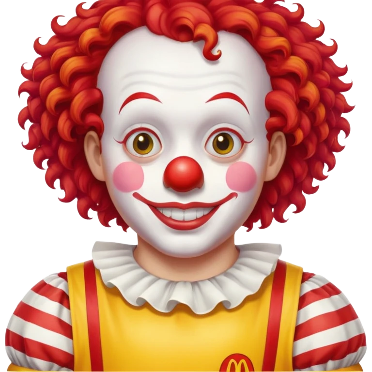 McDonald's clown with bright red curly hair and yellow T-shirt with red and white striped sleeves emoji