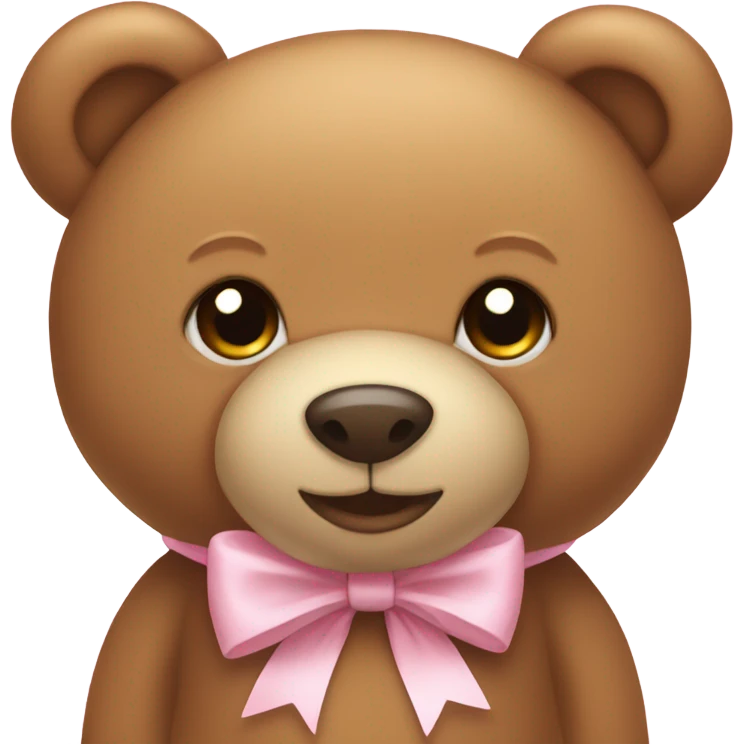 light brown teddy bear with a light pink bow around its neck emoji