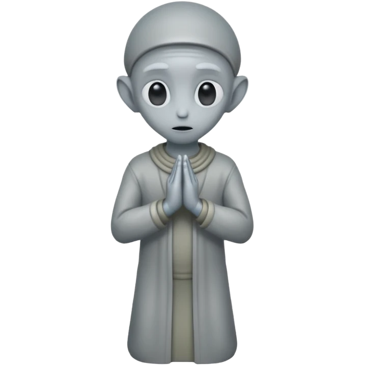 fullbody STANDING AND PRAYING CLOSED HANDS gray alien FROM BEHIND  BACKVIEW emoji
