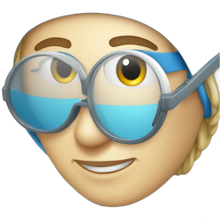 Personne qui nage avec un bonnet de natation bleu et des lunettes de natation  emoji