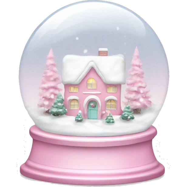 Snowglobe pastel pink Christmas  with snow emoji