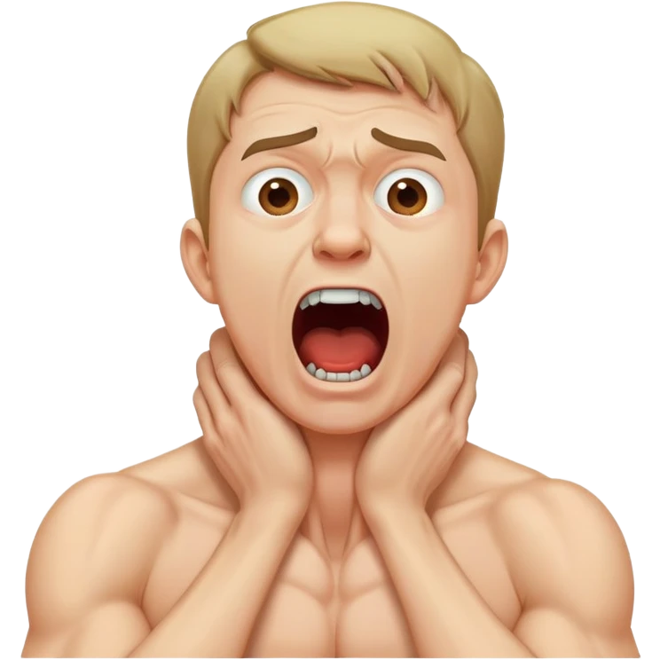 guy grabbing his neck while screaming  emoji